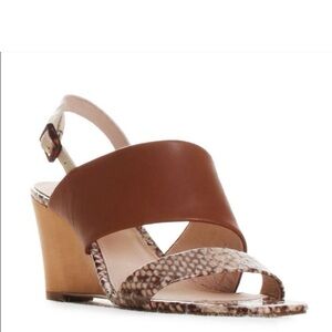 Louise et Cie Brown & Snake-Print Slingback Sandals size 10